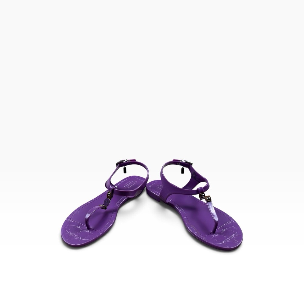Coach Piccadilly Purple Jelly Sandals Women's Size 6B Logo Charm Buckle - Picture 7 of 10